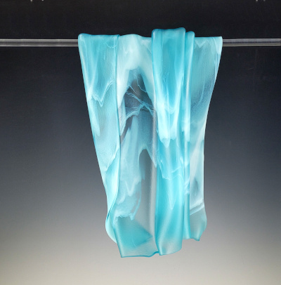 Streaky Aqua Twice-Folded Glass with Hanging Hardware